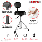 Adjustable, comfortable, stable, durable throne chair designed for drummers, offering superior support and flexibility.