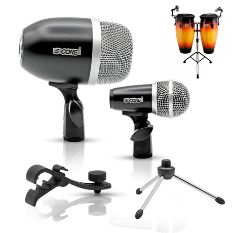 5 Core Conga Mic Set Cardioid Dynamic XLR Microphone Works with Kick Drum Snare Tom Instruments