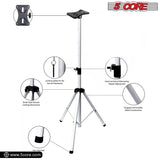 5Core Speaker Stand Tripod Tall Adjustable 72 Inch DJ Studio Monitor Stands Pole Mount BLACK