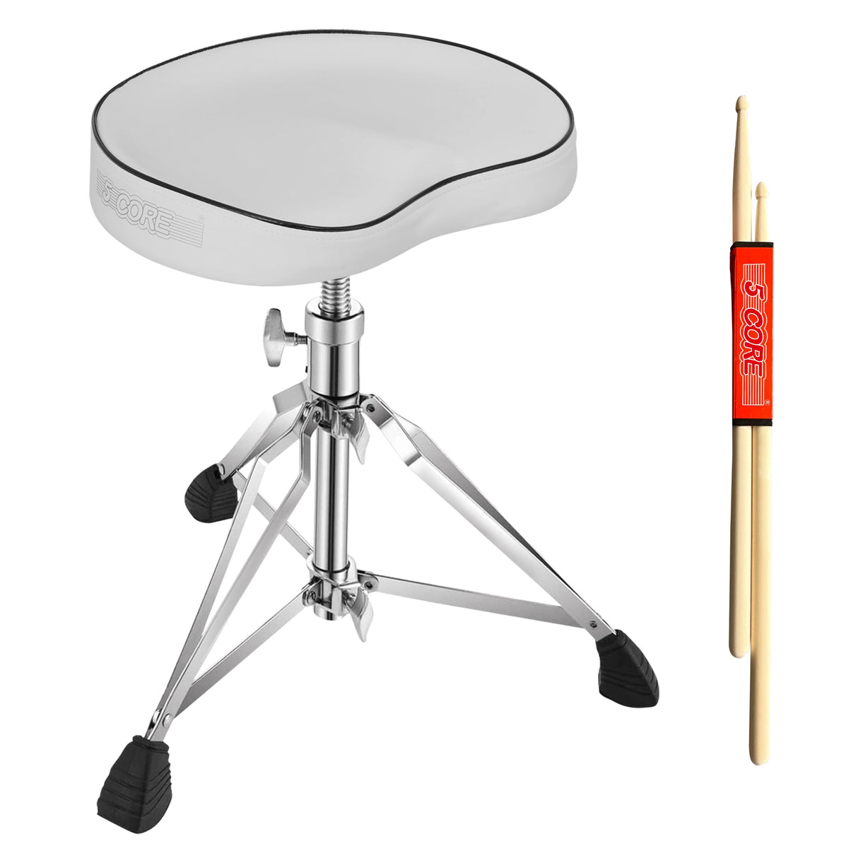 5Core Drum Throne Padded Guitar Stool Saddle Drummer Seat for Adults & Kids WHITE