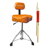 5 Core Drum Throne with Backrest Brown, Padded Drum Chair with Back, Motorcycle Style Hydraulic Drum Throne Height Adjustable Drum Stool with Stable Bass Comfortable Seat- DS CH BR REST-LVR