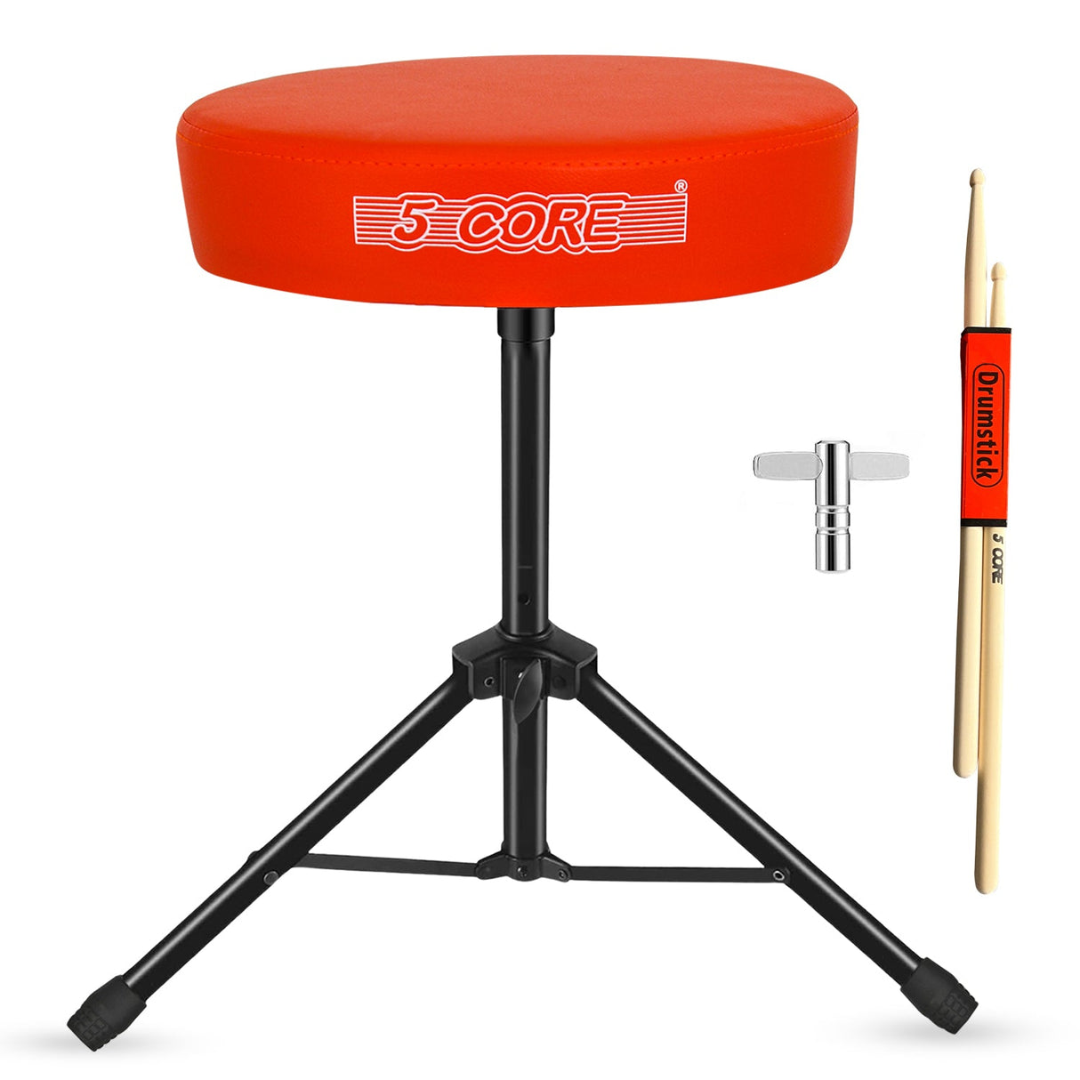 5Core Drum Throne Adjustable Guitar Stool Padded Drummer Seat for Adults & Kids ORANGE