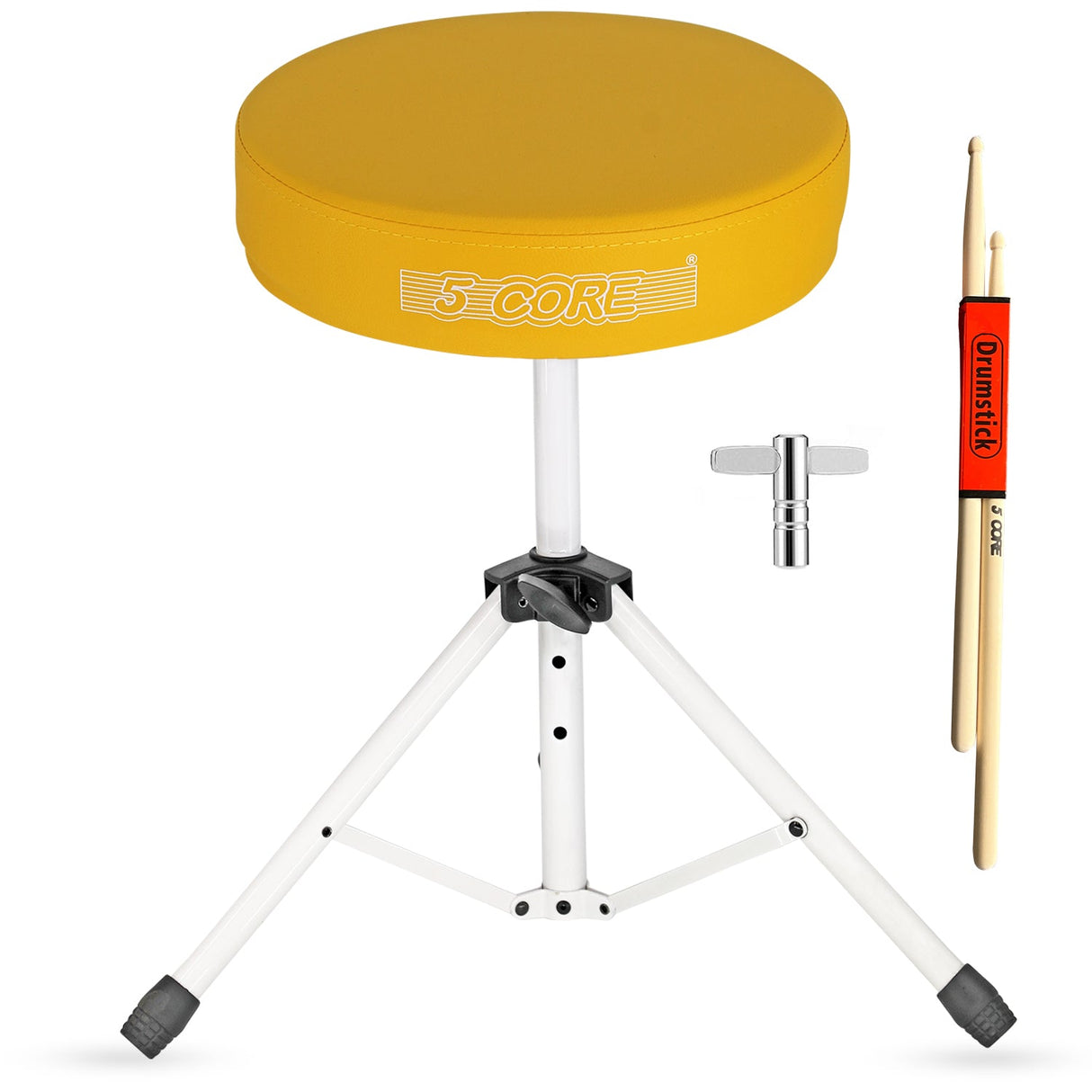 5Core Drum Throne Adjustable Guitar Stool Padded Drummer Seat for Adults & Kids YELLOW