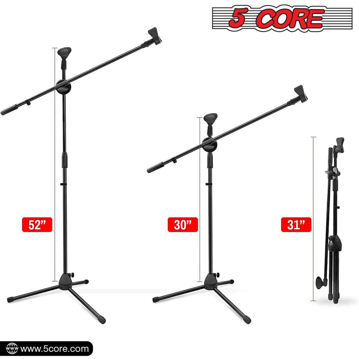 5Core Handheld Dynamic Microphone 2Pcs + Tall Tripod Mic Stand Floor + XLR Cable