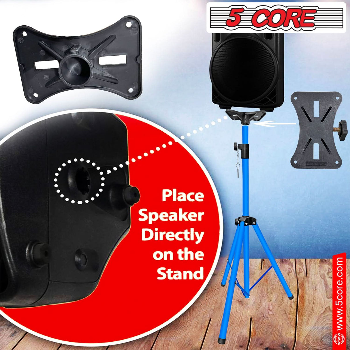 5Core Speaker Stand Tripod Tall Adjustable 72 Inch DJ Studio Monitor Stands Pole Mount BLACK