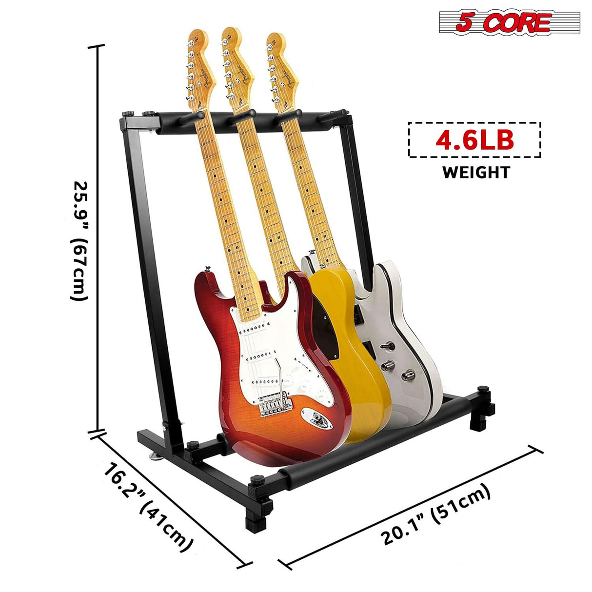 This guitar floor stand, measuring 25.9"x16.2"x20.1", provides a sturdy floor support to keep your instrument secure and accessible