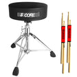 5Core Drum Throne Padded Guitar Stool Swivel Adjustable Drummer Seat Music Chair BLACK VELVET