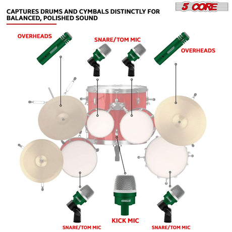 Professional-grade drum mics providing rich and dynamic sound reproduction.