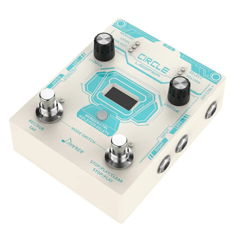 Donner Circle Looper Guitar Pedal with Drum Machine Time Display