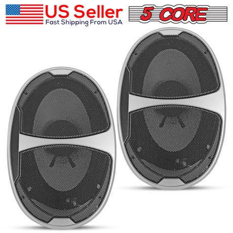 5 Core 6" X 9" 1100W Peak Performance| 3-Way Black Car Speakers  2 Pack| Pro Series Full Range Speakers with 90MM Magnet, 4 OHM, PP Cone with rubber edge- CS 6901 1 Pair