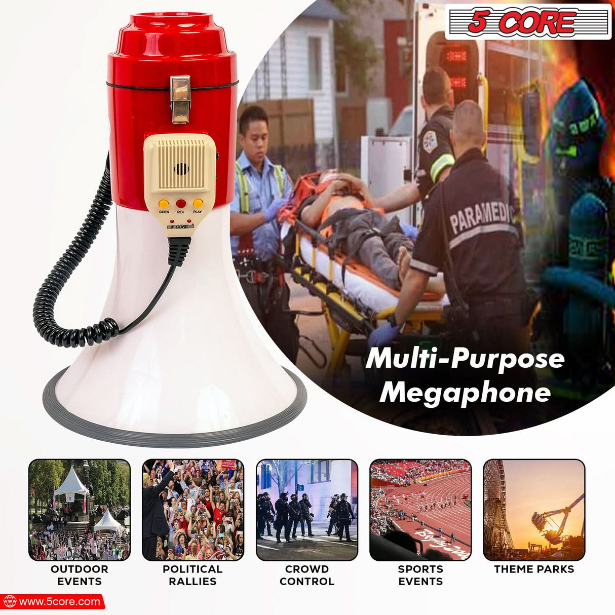 Small megaphone and bull horn loud speaker for portable use.