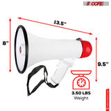 5Core Megaphone Bullhorn Speaker 50W Bull Horn Cheer Megafono 1000 Yards