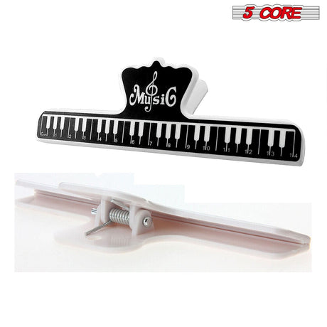 5Core Music Sheet Page Holder Clip 2PCS Black Durable Plastic Music Score Fixed Clips