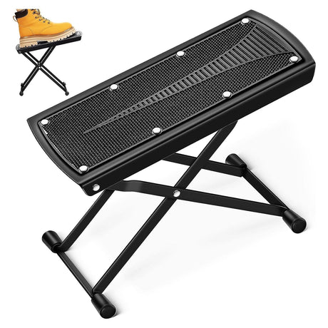 5Core Guitar Foot Stool Height Adjustable Folding Leg Rest Classical Footrest