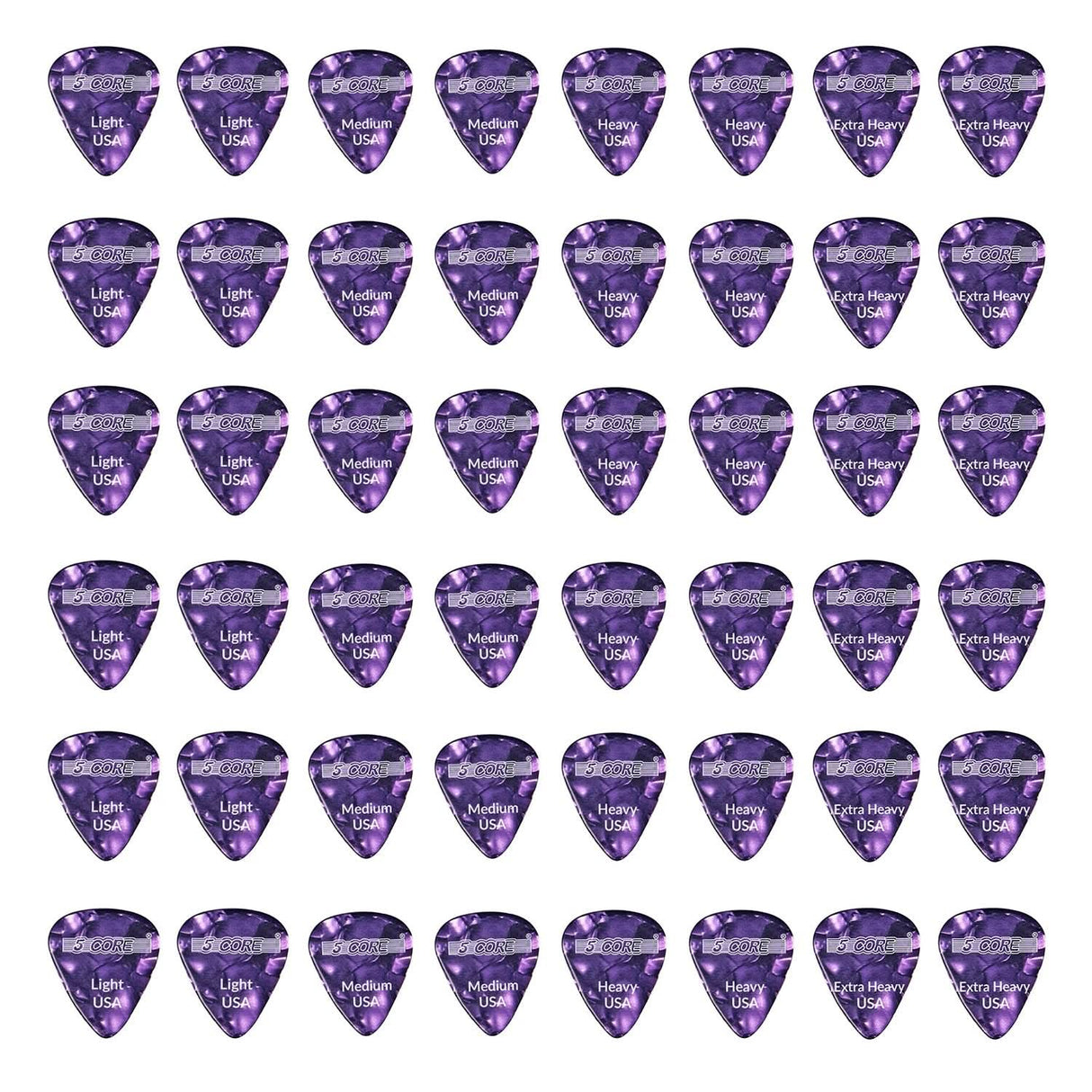 5 Core Guitar Picks Celluloid Light Medium Heavy Extra Heavy Gauge Pick for Acoustic Electric Bass Guitar Puas Para Guitarra