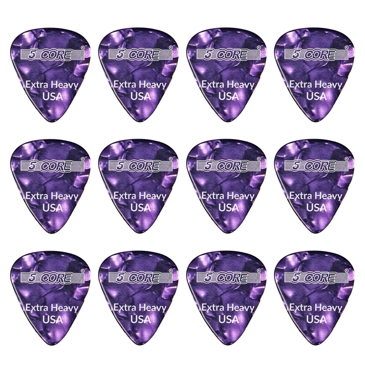 5Core Guitar Picks 1.2mm Celluloid Extra Heavy Gauge Pick - Acoustic Electric Bass Guitars PURPLE