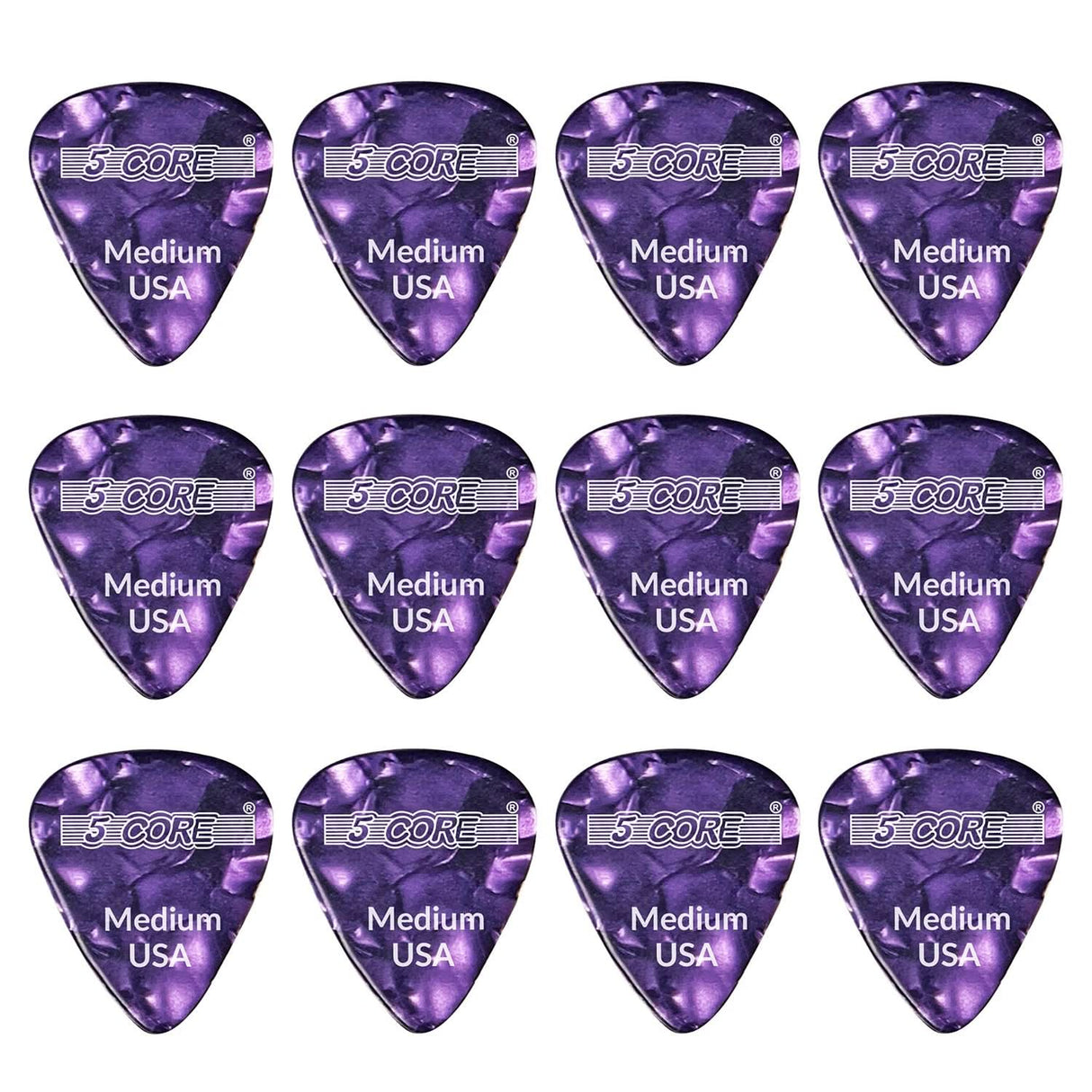 5Core Guitar Picks 0.71mm Celluloid Medium Gauge Pick - Acoustic Electric Bass Guitars PURPLE