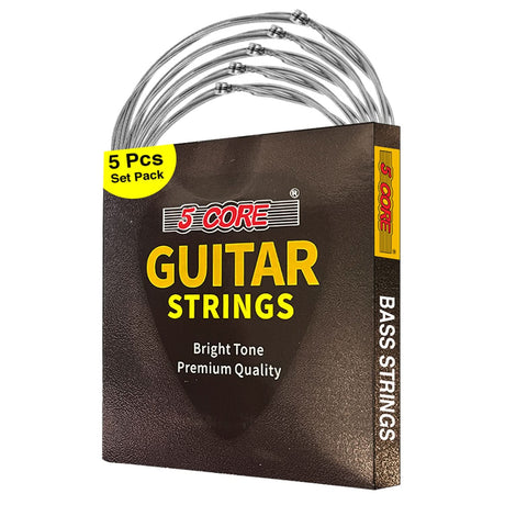 5Core Bass Electric Guitar Strings 0.045-.100 Gauge w Bright Tone for 6 String Guitars