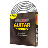 5Core Bass Electric Guitar Strings 0.045-.100 Gauge w Bright Tone for 6 String Guitars