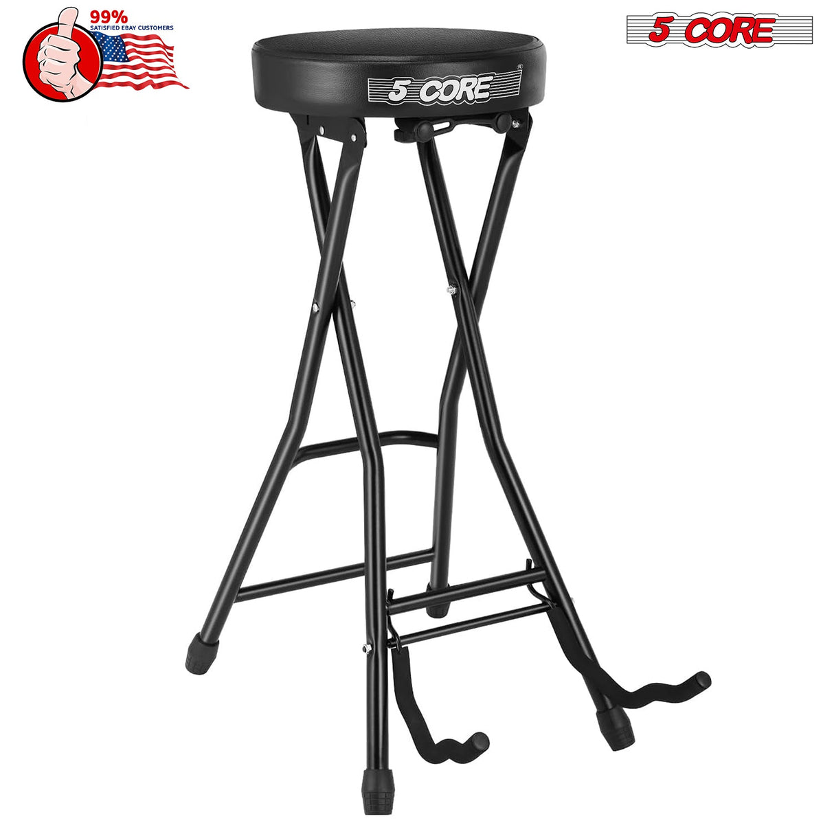 5Core Guitar Stool w Comfortable Padded Seat Foot Rest Guitar Holder w 300 Lbs Capacity