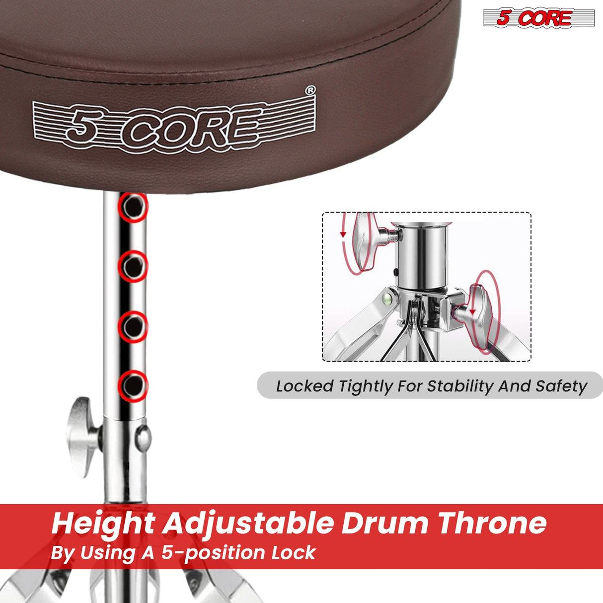 Reliable drum stool featuring a strong frame, soft padding, and customizable height settings.