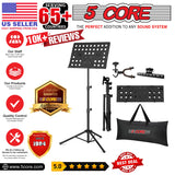 5Core Music Stand For Sheet Music Portable Tripod Adjustable Folding Note Holder BLACK