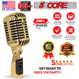 5Core Vintage Microphone Classic Dynamic Professional XLR Studio Retro Style Mic Gold