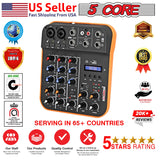 5 Core Audio Mixer 4 Channel DJ Equipment with Bluetooth USB Sound Board Console