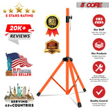 5Core Speaker Stand Tripod Tall Adjustable 72 Inch DJ Pole Mount Studio Monitor Stands ORANGE