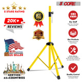 5Core Speaker Stand Tripod Tall Adjustable 72 Inch DJ Pole Mount Studio Monitor Stands Yellow