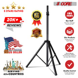 5Core Speaker Stand Tripod Tall Adjustable 72 Inch DJ Pole Mount Studio Monitor Stands BLACK