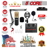 5Core Recording Microphone Podcast Bundle Professional Condenser Cardioid Mic Kit w Boom Arm