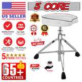 5Core Drum Throne Padded Guitar Stool Saddle Drummer Seat for Adults & Kids WHITE