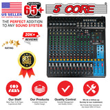 5Core Audio DJ Mixer 16 Channel Sound Board Console w 24 SPX Effect 48V Phantom Power