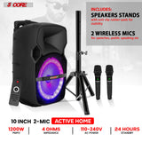 5Core 10 inch PA Portable Bluetooth Party Speaker Karaoke Boombox + 2 Wireless Mics