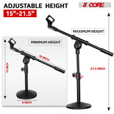 5Core Round Base Desktop Mic Stand Universal Desk Microphone Holder Table Top Stands BLACK