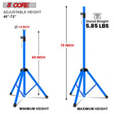 5Core Speaker Stand Tripod Tall Adjustable 72 Inch DJ Pole Mount Studio Monitor Stands SKY BLUE