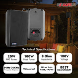 5Core Outdoor Speakers Stereo In Wall 100W Peak Passive Home Audio System