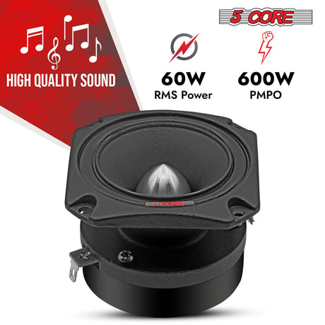 5Core Tweeters Speakers Car Audio Pair 600W Peak 3.5 Inch Super Tweeter Bullet