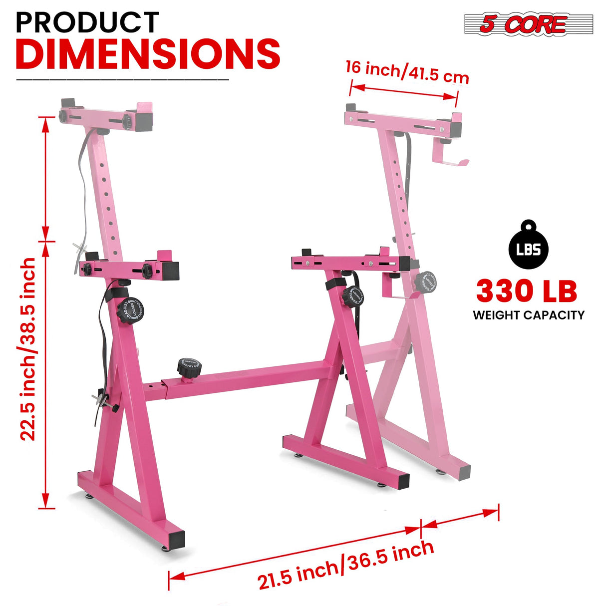 5Core Keyboard Stand Z Style Heavy Duty Sturdy Piano Riser Height Adjustable Holder PINK