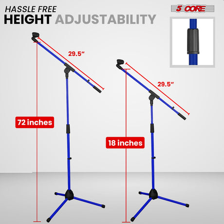 5Core Tripod Mic Stand Heavy Duty Adjustable Holder Floor Microphone Boom Arm DARK BLUE