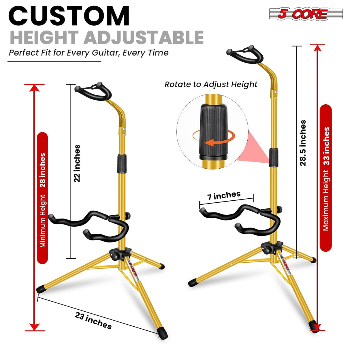 5Core Guitar Stand Floor Foldingholder Soporte Para Guitarra for Acoustic Electric Bass