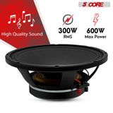 5 Core 12 Inch Subwoofer Speaker 600W Max 8 Ohm Full Range Replacement DJ Bass Sub Woofer