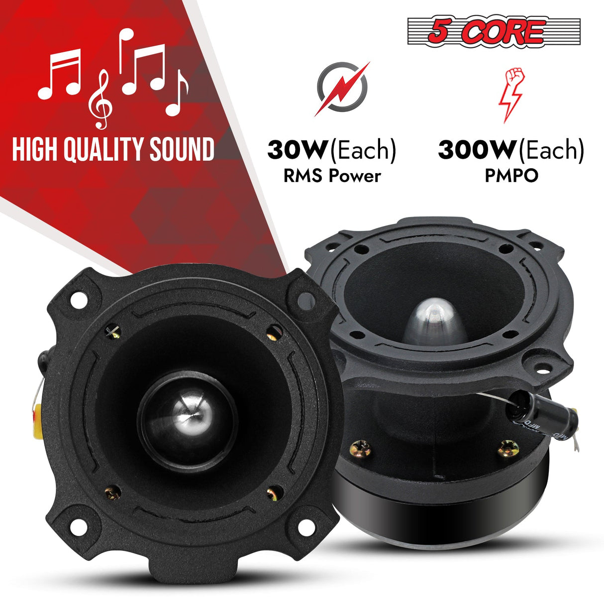 5Core Tweeters Speakers Car Audio Pair 600W Peak 3.5 Inch Super Bullet Tuiters Para Sonido Para Carro