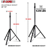 5Core Speaker Stand Tripod Tall Adjustable 72 Inch DJ Pole Mount Studio Monitor Stands BLACK