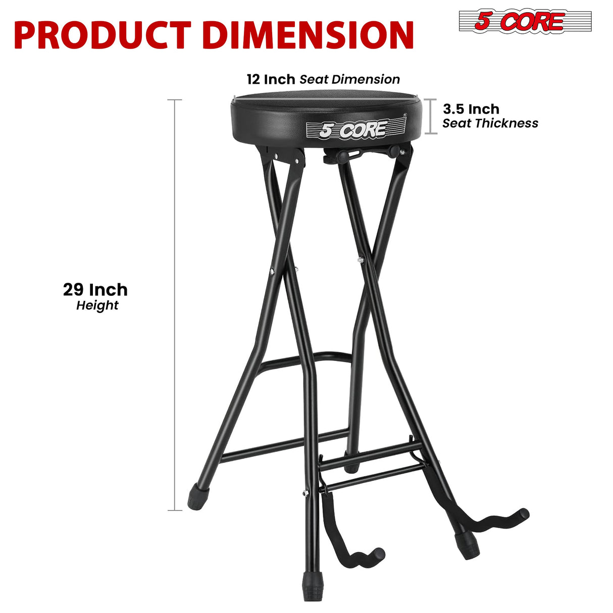 5Core Guitar Stool w Comfortable Padded Seat Foot Rest Guitar Holder w 300 Lbs Capacity