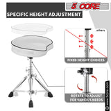 5Core Drum Throne Padded Guitar Stool Saddle Drummer Seat for Adults & Kids WHITE