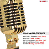 5Core Vintage Microphone Classic Dynamic Professional XLR Studio Retro Style Mic Gold