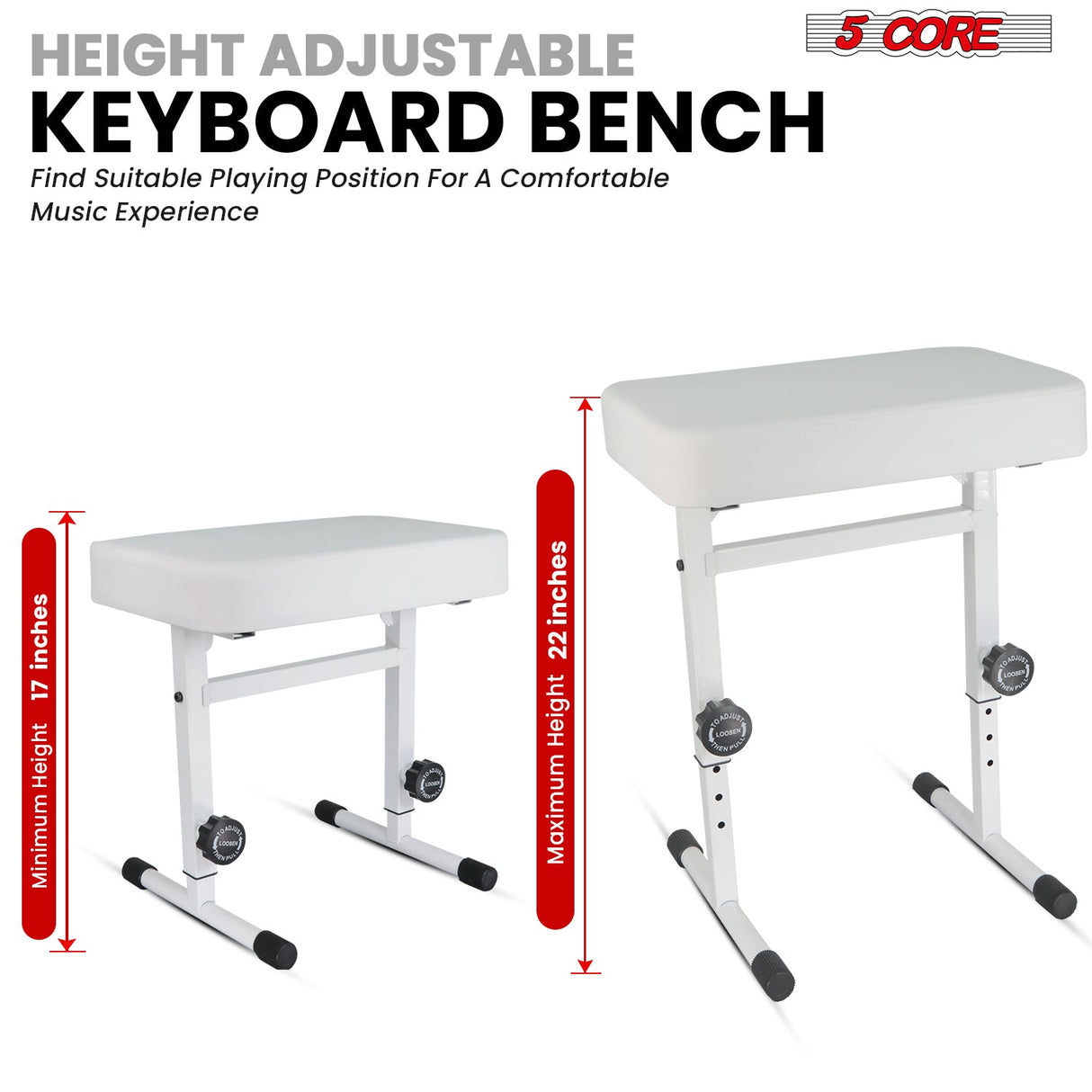 5CORE Keyboard Bench Piano Stool Thick Padded Seat Height Adjustable Keyboard Chair