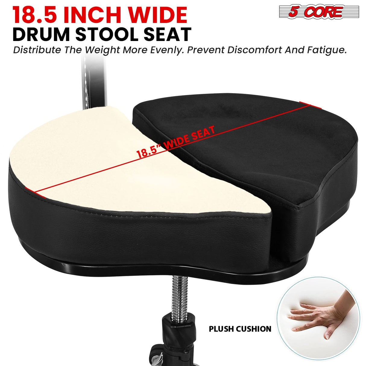 5Core Drum Throne Padded Guitar Stool Backrest Drummer Seat for Adults & Kids